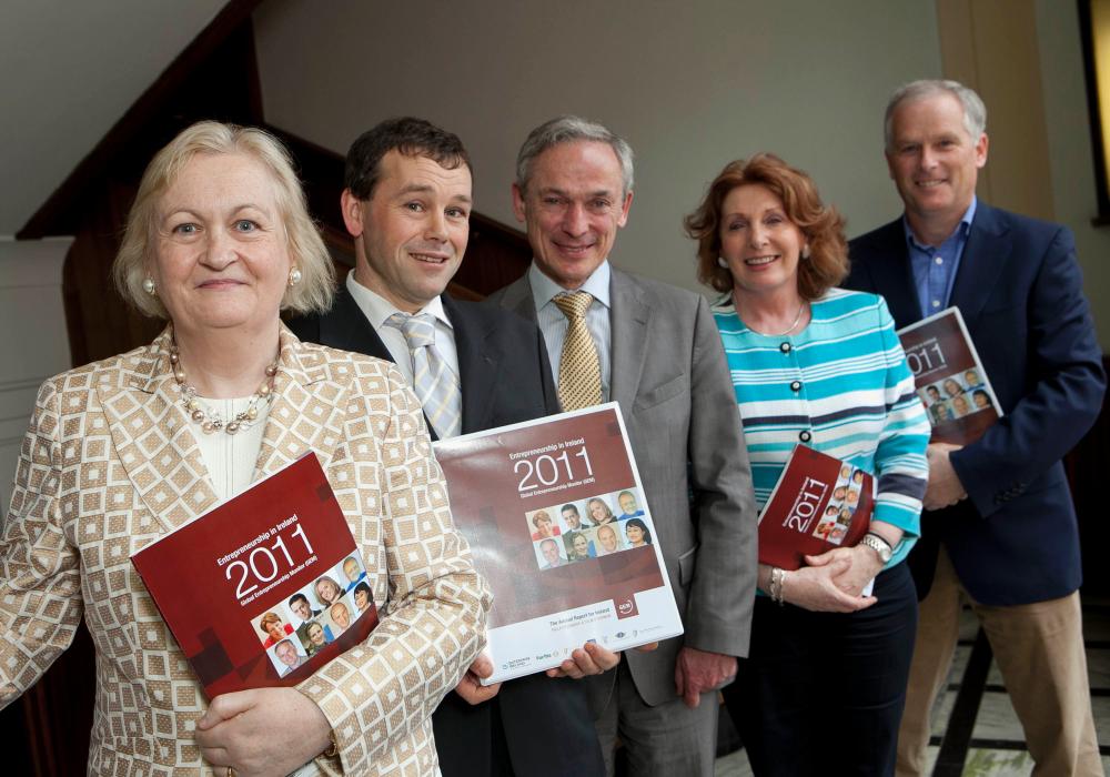 Pictured at the launch of the 2011 Global Entrepreneurship Monitor (GEM) Report for Ireland are (l-r): Paula Fitzsimons, Report Co-Author and National GEM Coordinator, Colm O’Gorman, Report Co-Author, Richard Bruton TD, Minister for Jobs, Enterprise and Innovation, Kathleen Lynch TD, Minister for Disability, Equality, Mental Health and Older People, John Brophy, Carrig Solutions