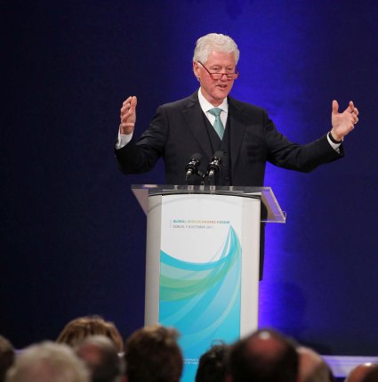 Former United States President Bill Clinton making his address