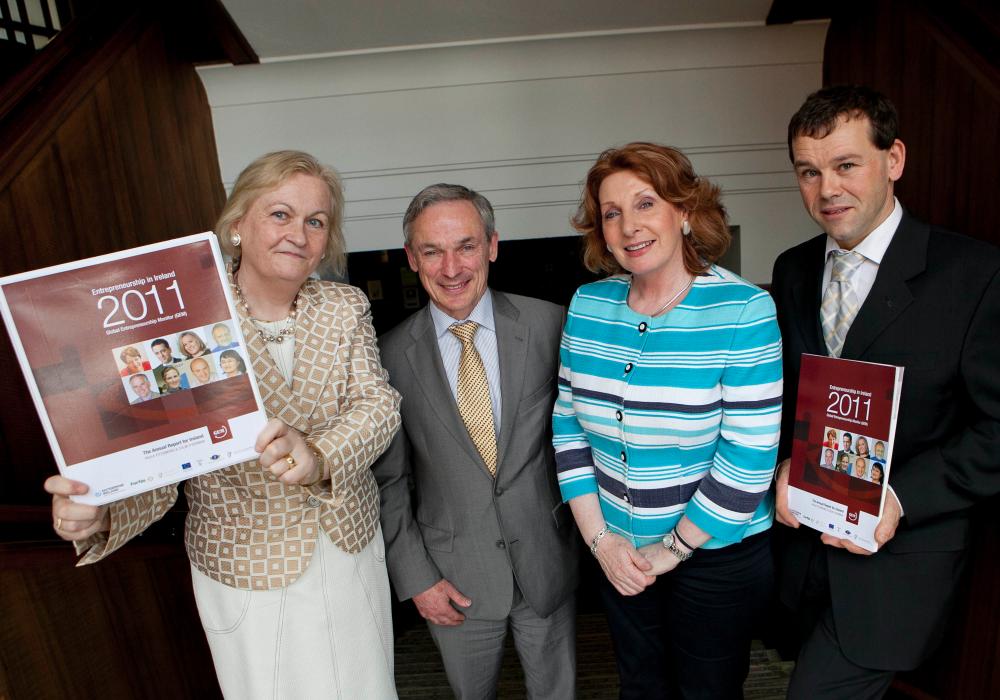 Pictured at the launch of the 2011 Global Entrepreneurship Monitor (GEM) Report for Ireland are (l-r): Paula Fitzsimons, Report Co-Author and National GEM Coordinator, Richard Bruton TD, Minister for Jobs, Enterprise and Innovation, Kathleen Lynch TD, Minister for Disability, Equality, Mental Health and Older People and Colm O’Gorman, Report Co-Author