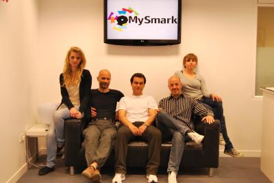 Pictured is MySmark Team (l-r): Francesca Cumerlato, designer, Paolo Panizza, CTO, David Pocina, developer, Nicola Farronato, CEO, Agata Grzywacz, R&D