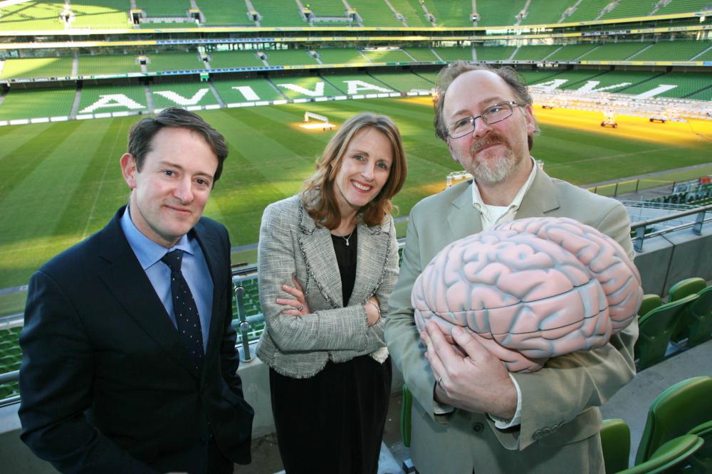 Dr Bryan Roche (right), CEO, Raise Your IQ (NUI Maynooth), is pictured with Sean Sherlock TD, Minister for Research and Innovation, and Deirdre Glenn, Enterprise Ireland Director of Manufacturing, Engineering and Energy Commercialisation.