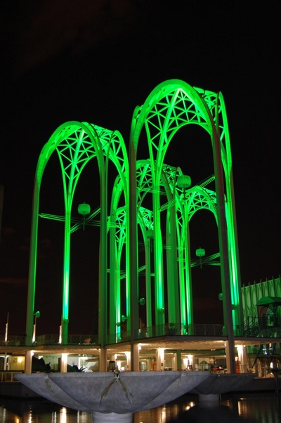 Pacific Science Center's arches which were 'greened' in preparation for the Taoiseach's visit to the science centre.