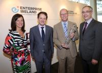 Dr Mark Southern receiving the Manufacturing, Engineering and Energy Commercialisation Award 2013. Pictured L-R: Dr. Mary Shire, VP of Research UL, Minister Sean Sherlock, Dr Mark Southern, Gearoid Mooney, Manager Research and Innovation, Enterprise Ireland.