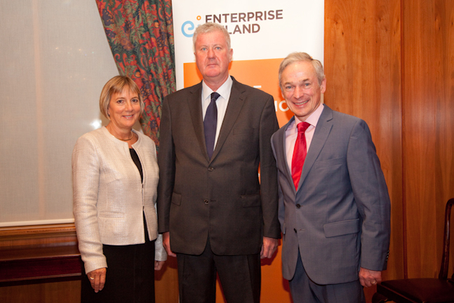 Pictured are (l-r): Julie Sinnamon, CEO, Enterprise Ireland; Aiden Callaly, COO, Solgari; Minister for Jobs, Enterprise and Innovation, Richard Bruton TD