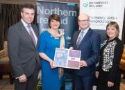 Pictured (L-R): Alastair Hamilton CEO Invest Northern Ireland; Arlene Foster M.L.A. Minister for Enterprise, Trade and Investment; Ged Nash TD, Minister for Business and Employment, and Julie Sinnamon, CEO of Enterprise Ireland. 